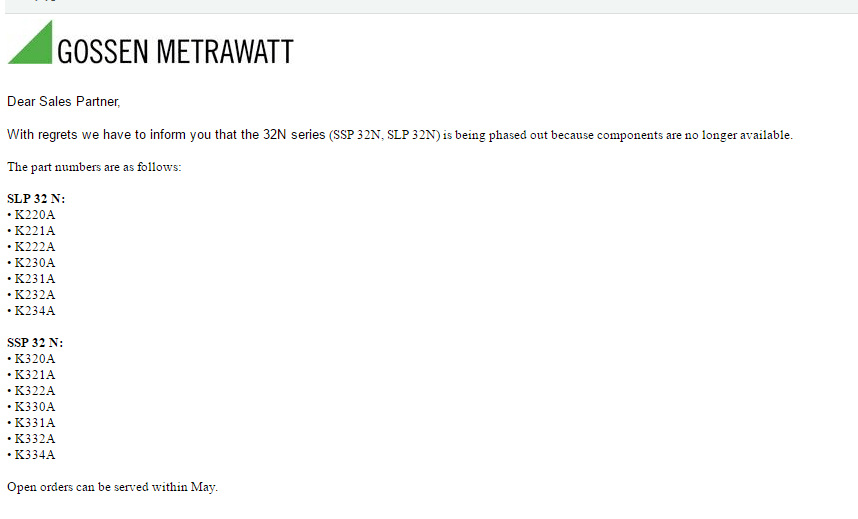 通知！部分程控直流電源32N 系列型號產(chǎn)品逐步淘汰